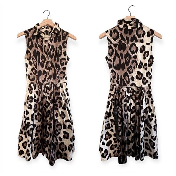 Samantha Sung Claire Sleeveless Animal Print Dress, Size 2 - Picture 1 of 16